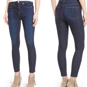 𝅺Rag & Bone Jeans 10" Ankle Skinny Mad River Size 26‎ Raw Frayed Hem Stretch
